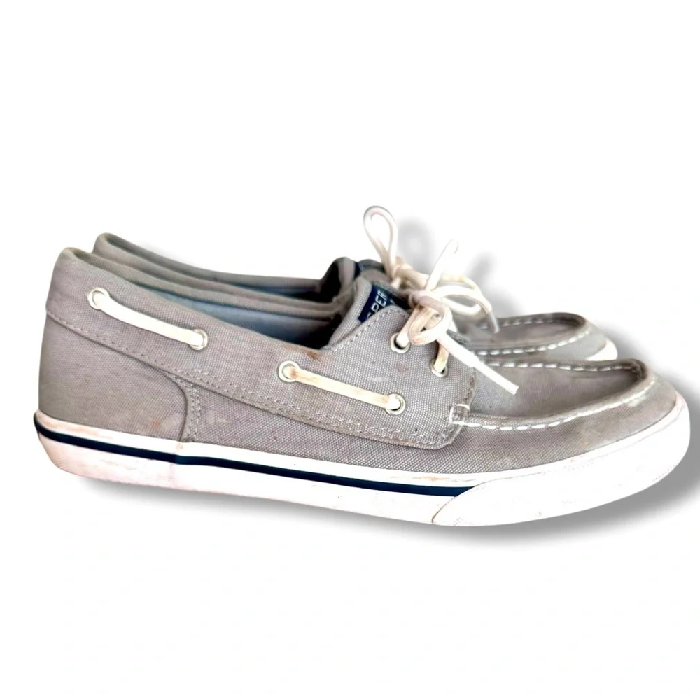 Sperry Bahama Grey Washable 2-Eye Boat Shoe Size 7M